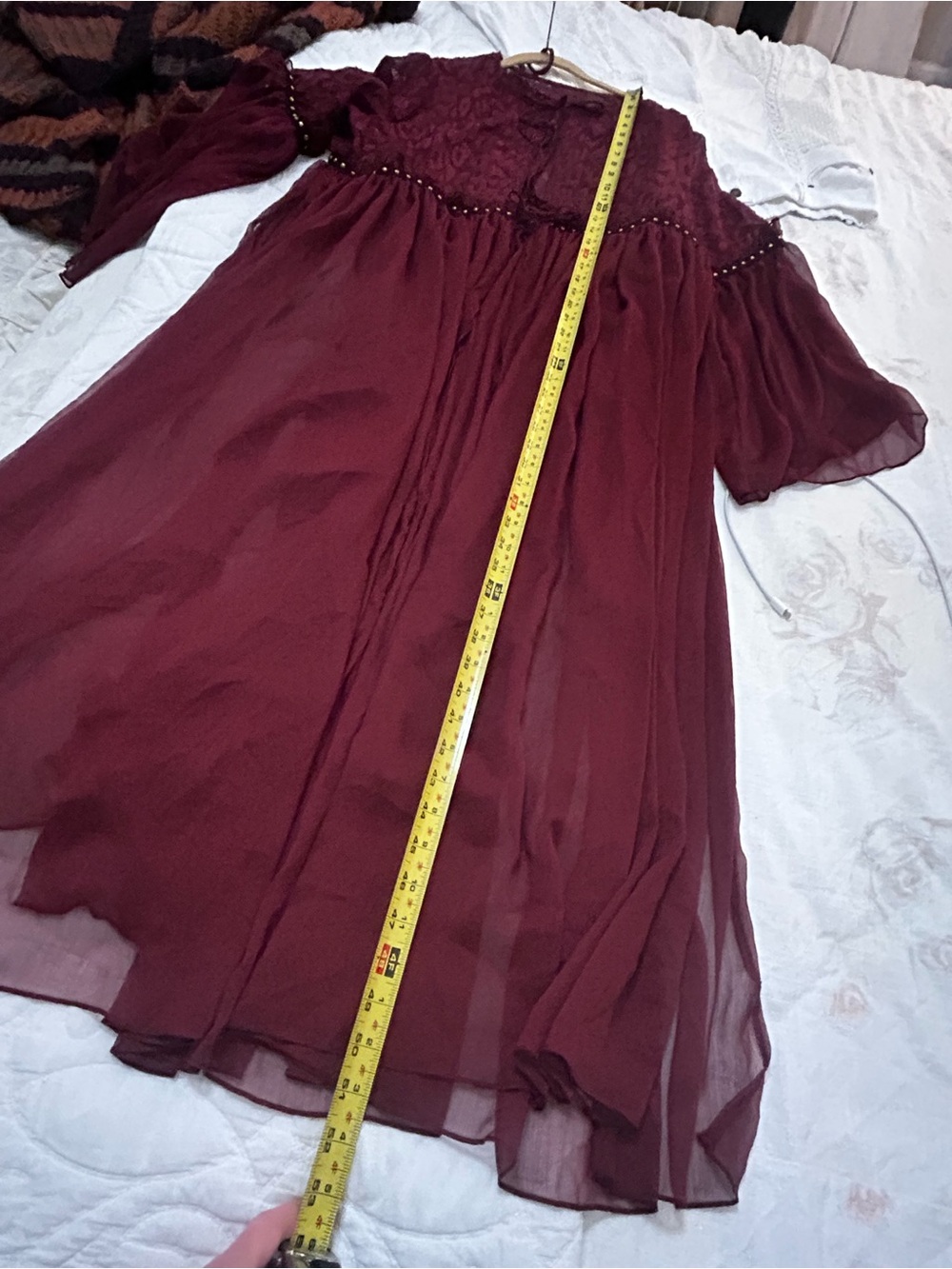 Burgundy studded maxi top or duster nwot xl - Picture 12 of 13